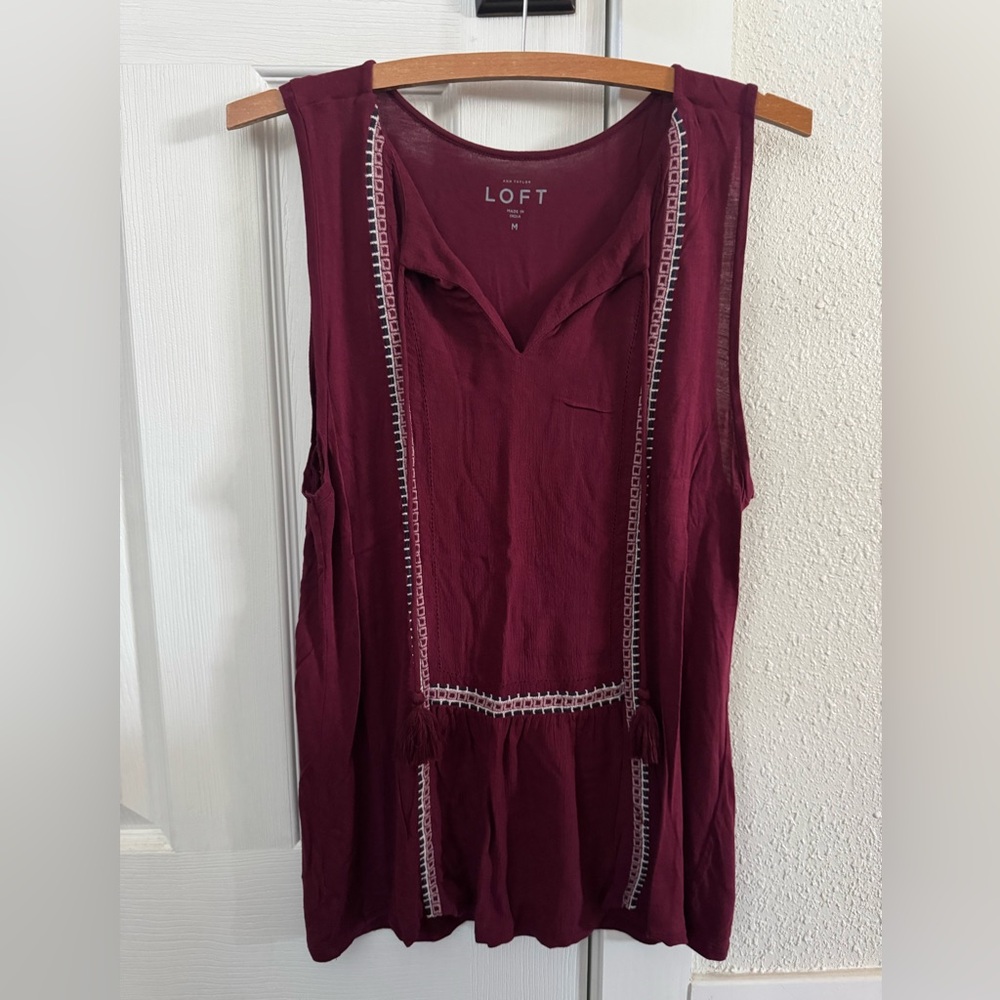 LOFT Burgundy Sleeveless Top
